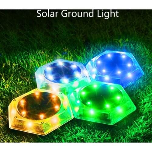 Solar Deck Lights Outdoor Solar Ground Lights RGB Color Waterproof Landscape Disk Lights For Dock Garden Ground Stair Driveway