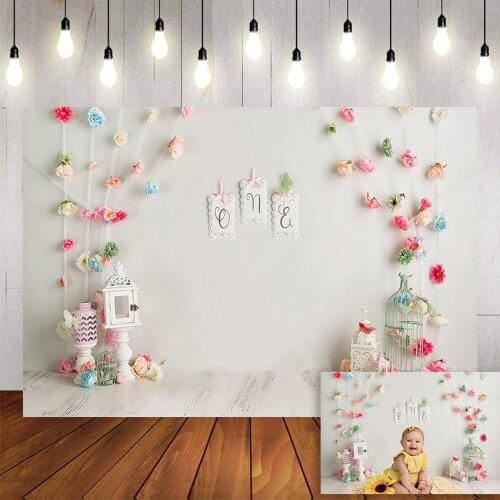 Mehofond 1st Birthday Party Photography Background Colorful Flowers Butterfly Girl Portrait Backdrop Photo Studio Photozone