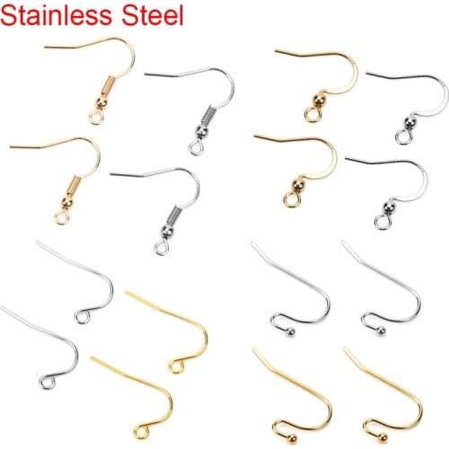 50pcs/lot Anti Allergy Stainless Steel Earring Hooks Findings Hypoallergenic Earrings Clasp Wire Supplies For Diy Jewelry Making