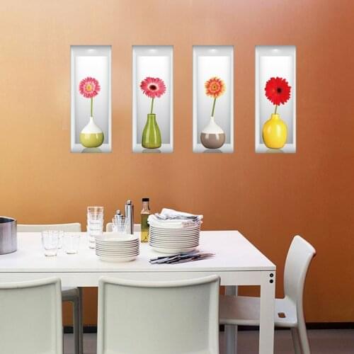 Simulation vase 3D wall stickers Vinyl DIY Art Wall Decals For Living room Bedroom Sofa Background wall dining room Decoration