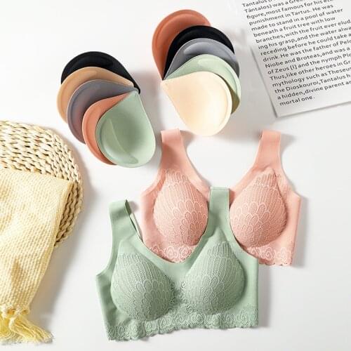 IXueJie Thailand Latex Seamless BraFemale Lingerie Small Chest Gathered Vest Style Lace Womens Bra Sports Underwear Wholesale
