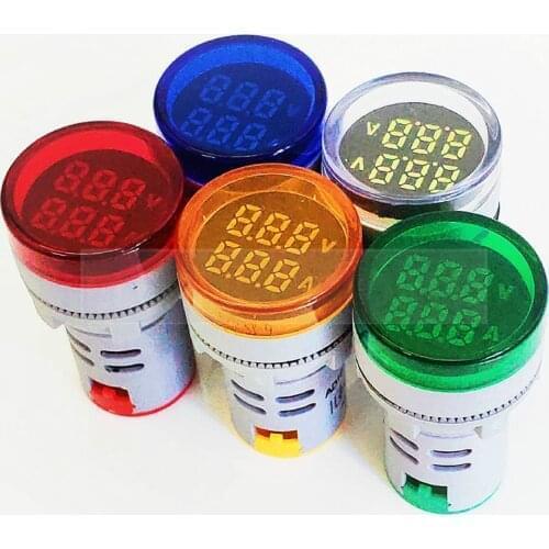 Current voltage Meter 22mm LED Digital Display Gauge Indicator Signal Lamp round screen Voltmeter and ammeter Lights Tester