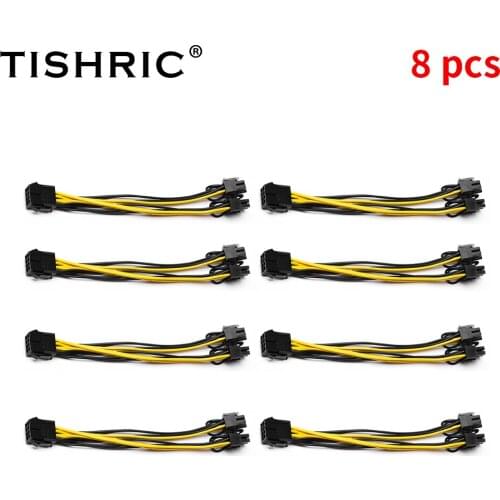 TISHRIC 1 To 10PCS Power Supply Cable Female 8Pin To Male Dual 8Pin 6+2 Pin Graphics Video Card GPU Mining Machine Power Cord