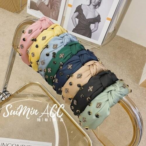 Crystal Cross Headbands For Women Korea Hair Accessories Scrunchie Girls Hair Band Hair Bows Hairbands