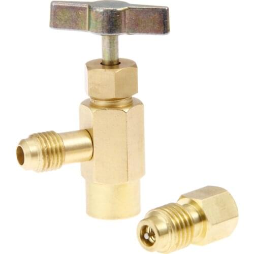 Yetaha Brass R134A Refrigerant Can Tap Dispenser R12 R22 R134a Manifold 1/4'' SAE Female x 1/2'' ACME Male Adapter