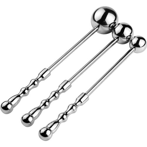 Metal Ball Anal Beads Plug Stainless Steel Anal Dildo Wand Hook Butt Plug with Long Handle Anus Stimulation Silver Sex Tools 18