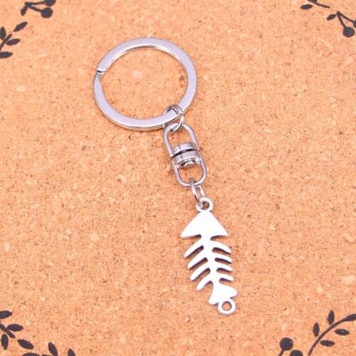 20Pcs Fashion Alloy fish bone connector Pendants keychain keyring Accessories For Car key chains Jewelry
