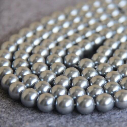 Fashion Charm 4-14mm Gray Imitation Pearl Shell Diy Round Loose Beads Accessories Woman Christmas Wedding Gift Design Wholesale