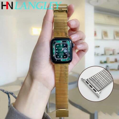 Multi-bead 304L Stainless Steel Watch Band for Apple Watch Band 38mm 40mm 42mm 44mm Strap for Iwatch Metal Slub Chain Strap