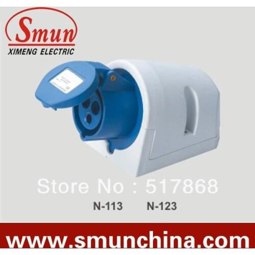 N-123 32A 220-250V 2P+E 3pin Industrial Wall Socket with CE ROHS 1 Year Warranty IP44 degree PA66