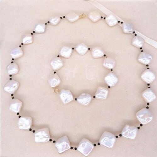 Eternal wedding Women Gift word Tibetan Silvers real natural freshwater shaped baroque pearl Necklace, bracelet set