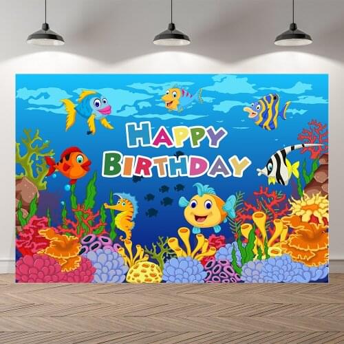 Neoback Underwater World Fish Photo Coral Baby Mermaid Birthday Photography Background Photographic Backdrop For Studio Shoot