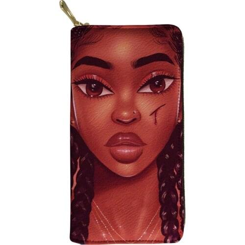 2020 New Ladies Leather Wallet Fashion Black Girl Print Woman Luxury Card Holder Female Card Package Money Bags Girl Clutch