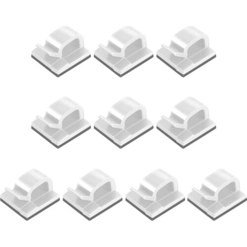 2021 New 10 Pcs Glue Self-adhesive Wire Clip Fixer Holder Cable Holder Square Plastic Mount Clamp Network Office TV Coax Cable