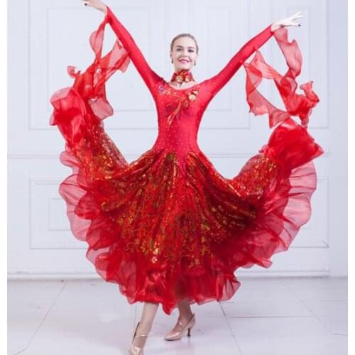 New! Ballroom dance costumes long sleeve ballroom dance dress for women ballroom dance competition dresse