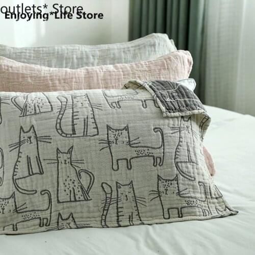 A Pair of Pure Cotton 6-layer Fold Gauze Pillow Towel Japanese Thickened Pillow Towel Bedroom Household Pillow Towel