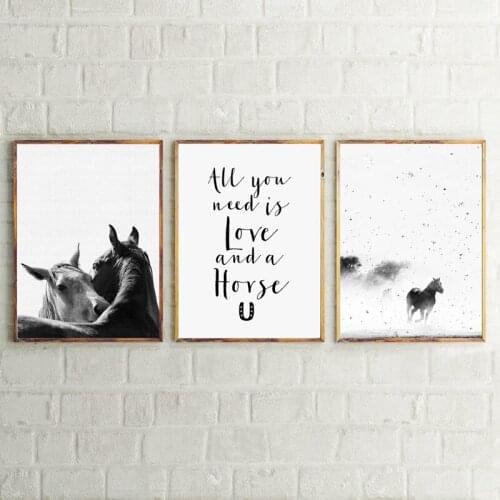 Horse Art Poster Decor Canvas Prints Black and White Animal Horse Nordic Painting Home Modern Wall Art Picture Office Decoration