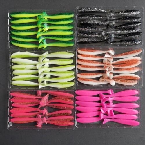 Fish lure 72pcs two-color T-tail soft lure soft fish 6.5cm/2.1g Bionic lure fishing gear fake lure