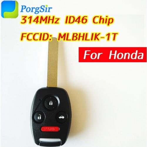 4 Button 313.8mhz Remote Control Key for Honda For Accord For Acura With PCF7961 Hitag2 ID46 Chip FCCID: MLBHLIK-1T