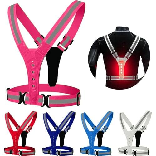 LED Cycling Vest High Visibility Outdoor Running Cycling Reflective Safety Vest Adjustable Elastic Strap Riding Reflective Belt