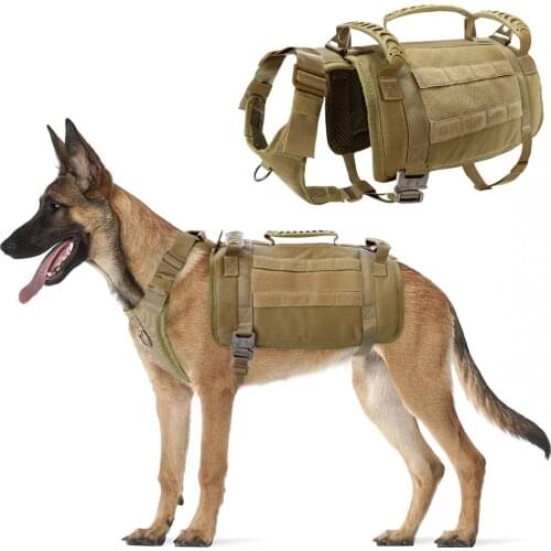 Tactical Dog Harness With Handle Military Pet Dog Molle Vest Harness Large For Hiking Training No-Pull Adjustable Training Vest