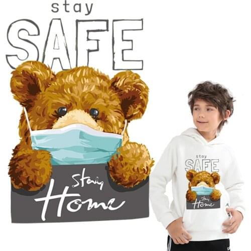 Cute bear iron on transfers for clothes thermo adhesive stickers on clothes iron-on heat transfer patches for clothes hoodie