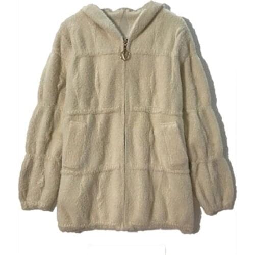 Autumn Winter Ladies Imitation Mink Fleece Short Coat 2021 New Thick Temperament Pleated Knitted Cardigan Jackets Women Top 36A