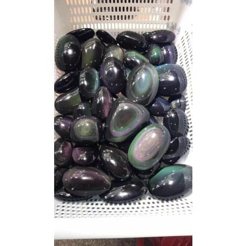 1pcs beautiful 100% natural colorful obsidian tumbled stone palm reiki healing crystals play rock gem for home decoration