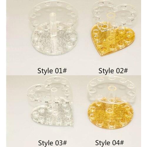 1pc Heart Round Shape Nail Brush Holder 12 Holes Acrylic Nail Art Brush Pen Display Rack Accessory Stand Holder 4 optional