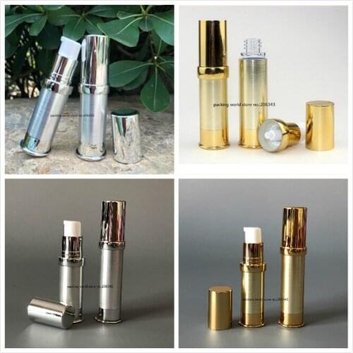10ML silver airless bottle silver plastic bottle silver pump/bottom silver lid for serum/foundation/ lotion/emulsion container