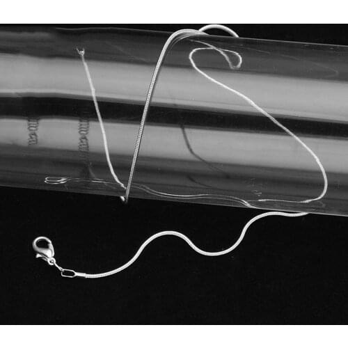 10pcs 40cm-70cm With Lobster Necklace Chains Bulk about 1mm Silver Plated Rhodium Copper Short Snake Chain For DIY Jewelry