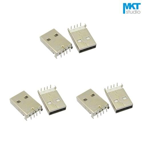 100Pcs White/Black A Type Through Hole Male USB PCB Connector Socket Jack Plug