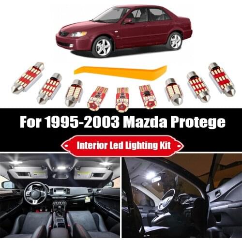 13pcs For 1995-2001 2002 2003 Mazda Protege White Bulbs Car LED Interior Map Ceiling Light Kit Trunk Courtesy License Lamp