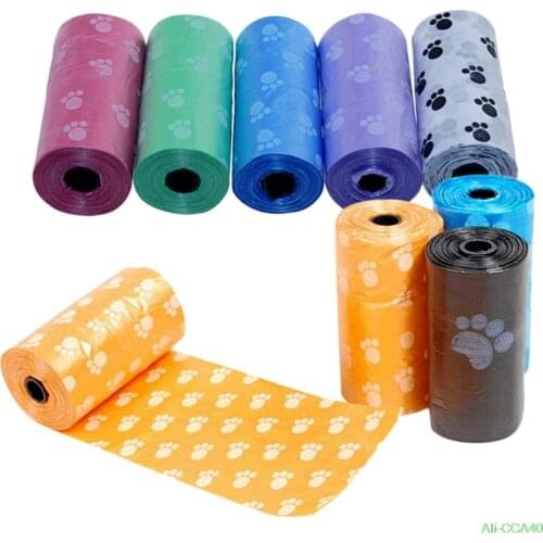15 Pcs/roll Degradable Pet Dog Waste Poop Bag With Printing Doggy Bag for Cat Dog