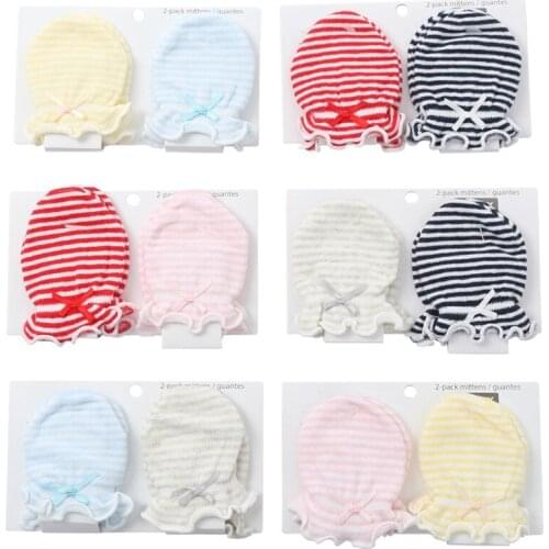 2 Pairs Fashion Baby Anti Scratching Gloves Cotton Newborn Infant Protection Face Mittens Keep Finger Warm Autumn Winter