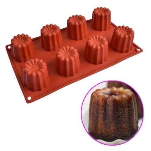 2 pc Red New Flower Mini-canneles bordelais Canneles moldes pasteles Silicone Cake Mold Pudding Mold Mould Baking Cup Cake Tool