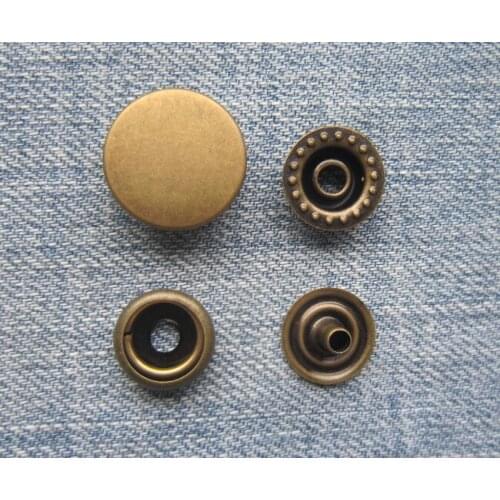 200 Set 15mm 201 Antique Brass Color Metal Press Snap Button Stud Free shipping Button Wholesale and retail