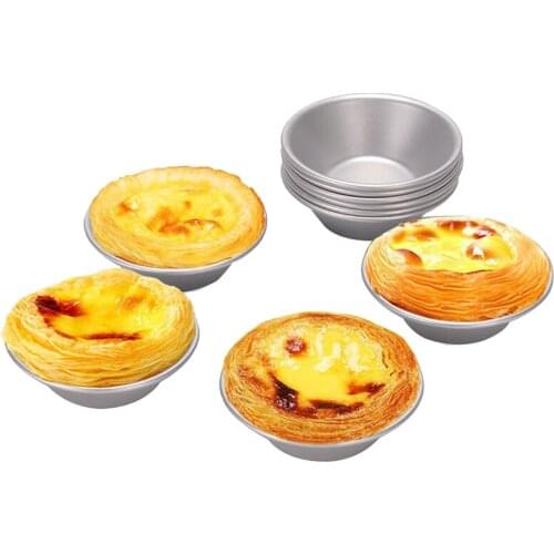 6pcs Aluminum Alloy Egg Tart Molds Round Shape Cupcake Mini Pie Baking Molds Reusable Cupcake Muffin Baking Cup Tartlets Pans