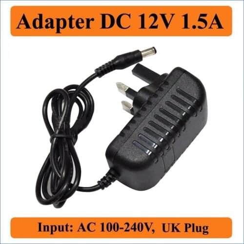 12V 1.5A UK Plug AC DC Adapters Power Adapter Cord AC100V-240V input to DC 12V outputs Wall Charger 5.5mm x 2.1-2.5mm Connector