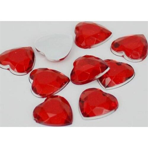 4-30MM Loose DIY Bling Red Color Heart Shape Acrylic Rhinestones Flatback Acrylic Stones no Glue for Hand Craft Arts Decoration