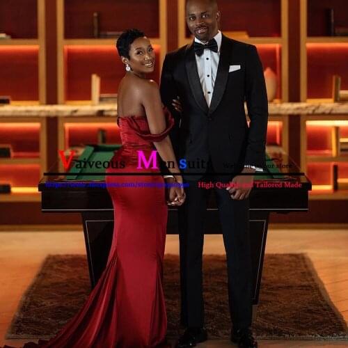 Custom Made Black Men Suit Blazers For Party Prom 2 Pieces (Jacket + Pants) Groom Wedding Suits Notched Lapel Best Man Tuxedos