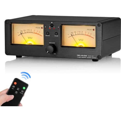 One Little Bear VU3 VU Meter 2-Way Amplifier Speaker with Switcher Remote Control Adjustable Backlight