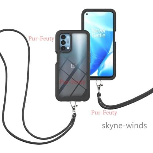 For OPPO A53 A54 A74 A93 5G OnePlus N200 anti-fall adjustable lanyard phone case three-in-one frame cover coque fundas casing