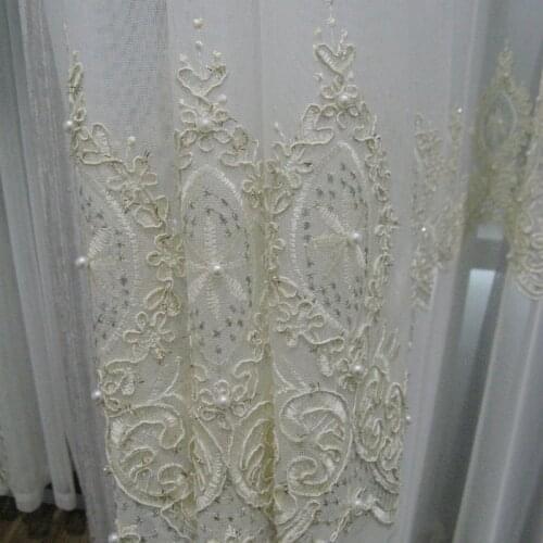 Europe Romantic Luxury Curtain Delicate White Pearl Sheer Tulle Window Screen Decor Princess Girl Bedroom Fashion Blinds ZH485H