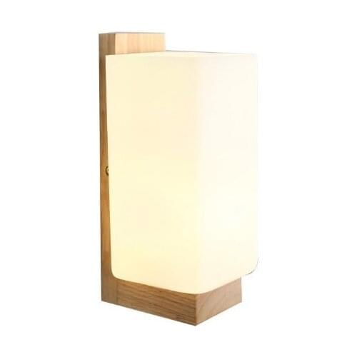 European oak wall lamp LED simple solid wood corridor lamp hotel hotel warm bedroom bedside lamp
