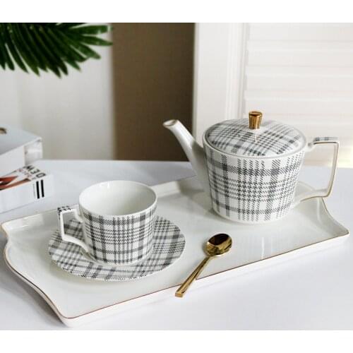 Porcelain European Coffee Cup Tea Set Modern Simple Afternoon Tea Set Porcelain Teapot Black and White Coffee Cup Coffee Mugs