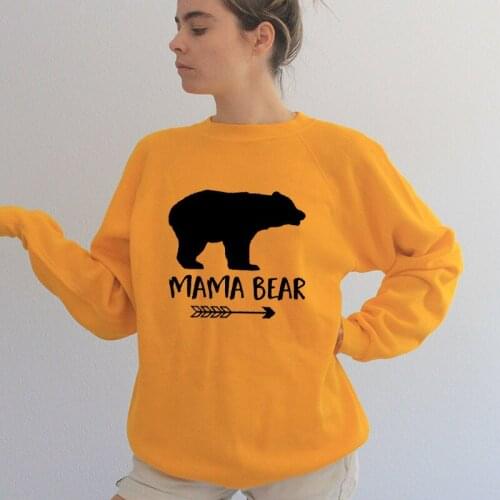 Fleece Spring Autumn Sweatshirt Woman Drop Shipping Printed Mama Bear Hoodies Woman