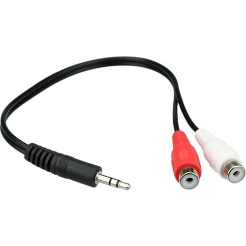 3.5MM Stero Male To Dual RCA Female short audio adapter cable for computer and DVD player