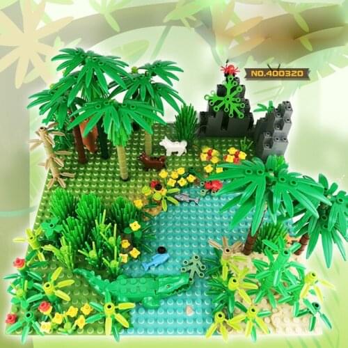 32*32 Dots Classic Base Plates Tropical Rainy Climate Plastic Baseplates Green Jungle Compatible Friend Building Blocks Toy Gift