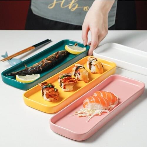 Nordic Creative Household Dishes Japanese Dishes Rectangular Sushi Dishes Net Red Western Dishes Dessert Dishes